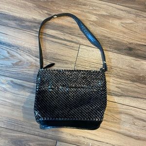 Vintage purse black mesh beading and leather